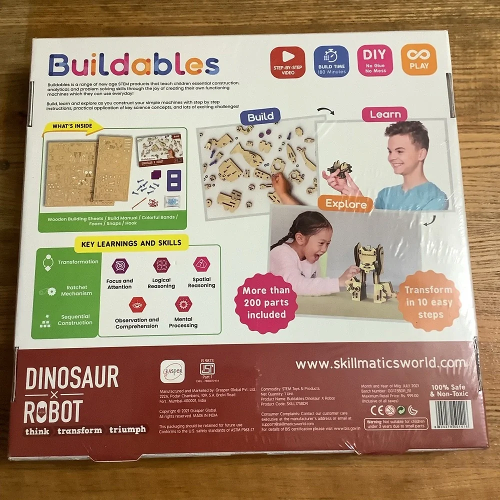 Skillmatics Buildables : Dinosaur x Robot | STEM Learning and Building Toy